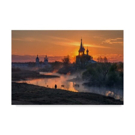 Trademark Fine Art Sergey Davydov 'Dawn In Dunilovo' Canvas Art, 16x24 1X06895-C1624GG